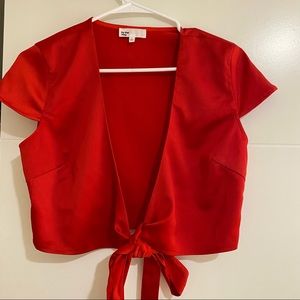 Red Satin Wrap Top